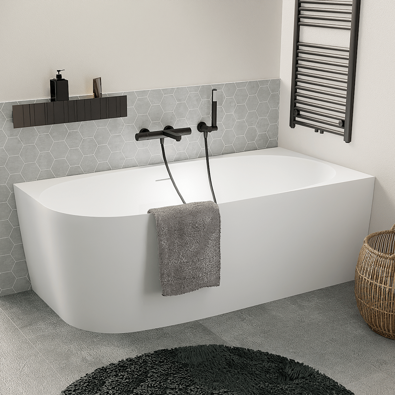 Luca Varess Sutilo baignoire d'angle droite double 160x75cm acrylique blanc mat