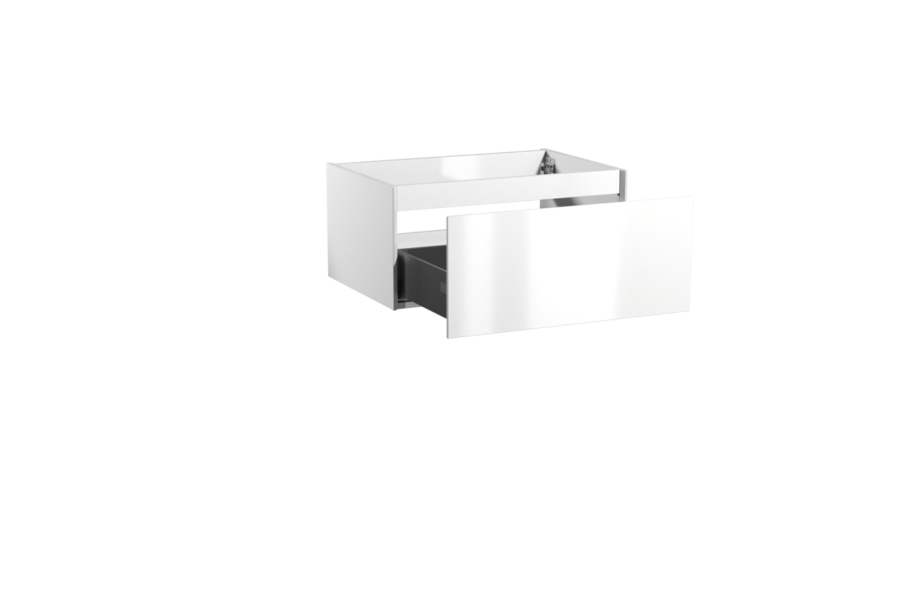 Storke Edge hängender Waschbeckenunterschrank: 75 x 52 cm, Weiß glänzend, 1 Schublade