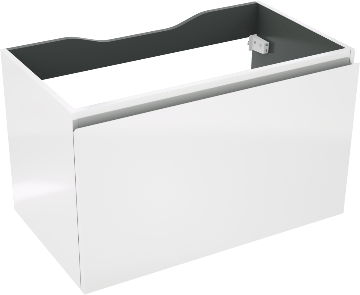 Linie Lado meuble salle de bains suspendu 80 x 46 cm blanc brillant avec Lado tablette simple en mélaminé ardoise gris