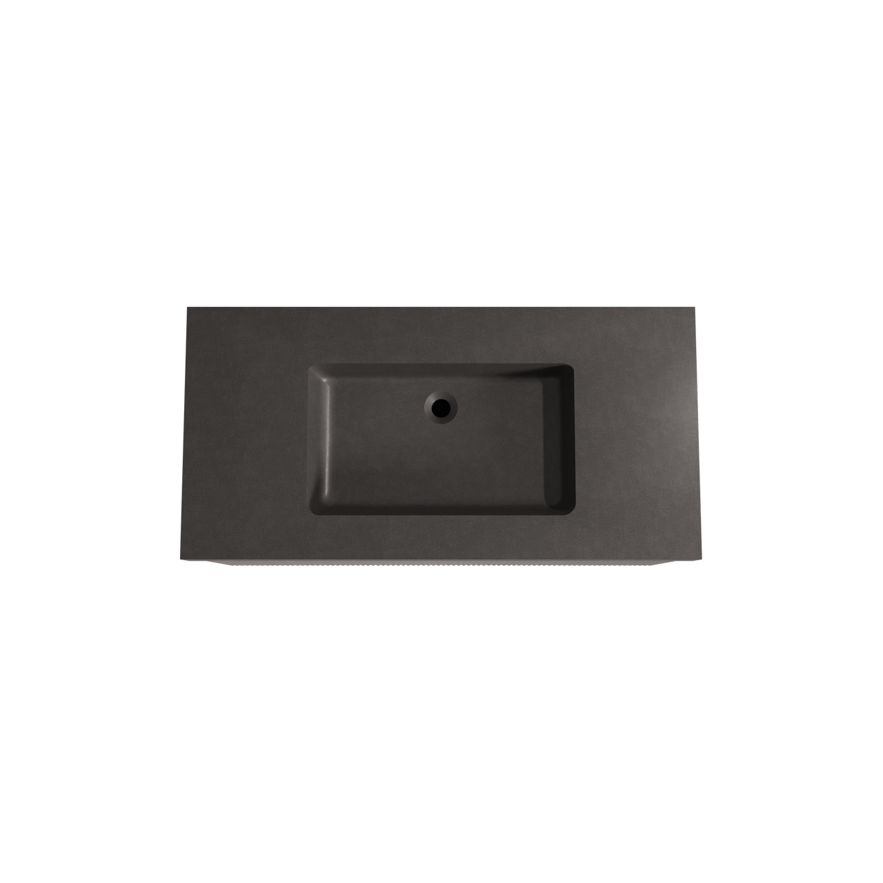 Storke Ribs zwevend badmeubel 105 x 52 cm notenhout met Scuro High enkele wastafel in kwarts mat zwart, Verticale symmetrische rechte ribbel