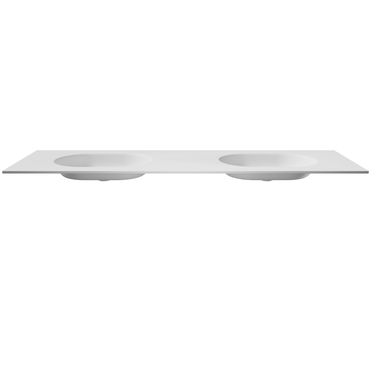 Balmani Tablo Oval dubbele wastafel mat witte Solid Surface 180 x 55 cm