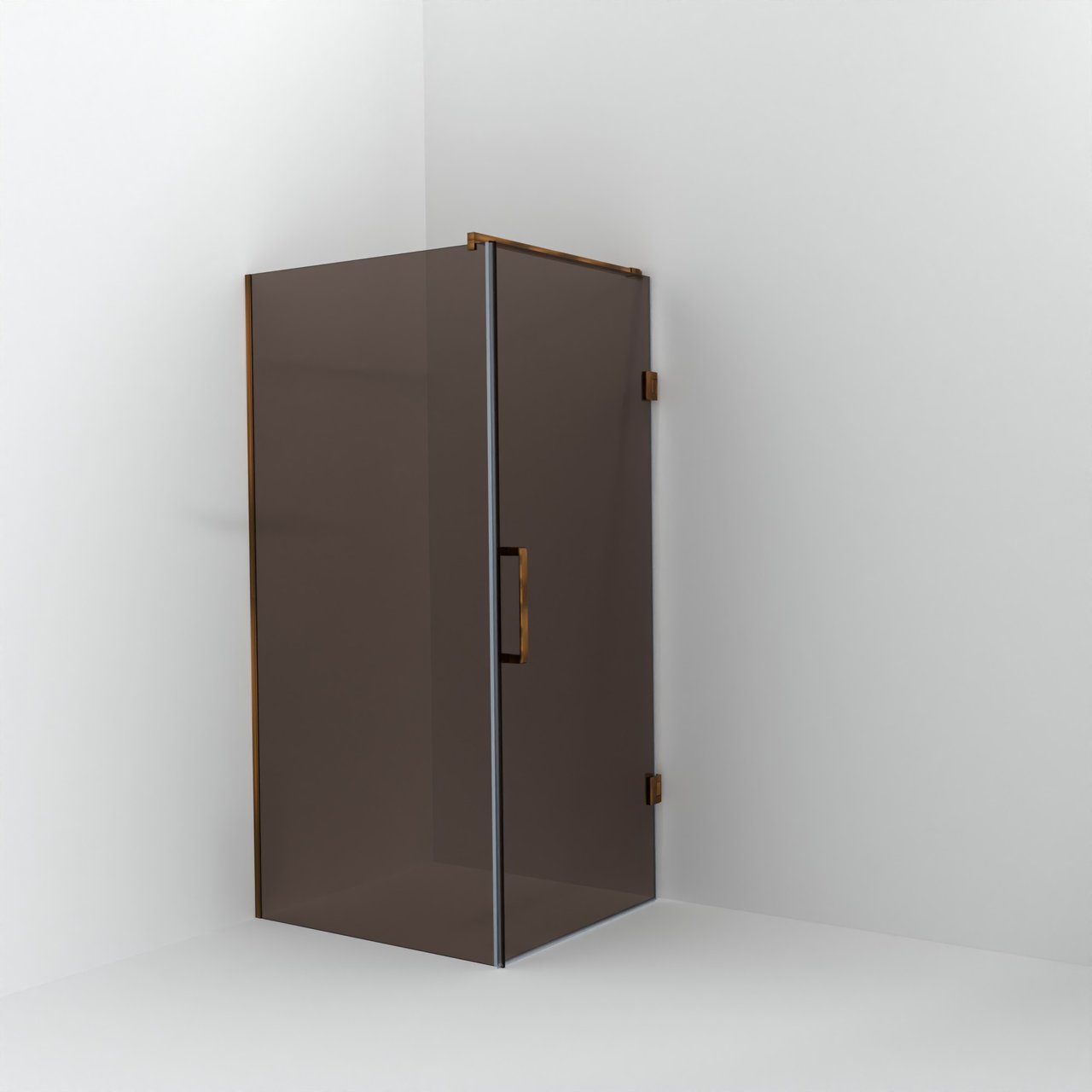 Balmani Modular inloopdouche met deur: 100 x 200 cm met deur 90 cm, Brons glas met coating, Brushed Rosegold profielen
