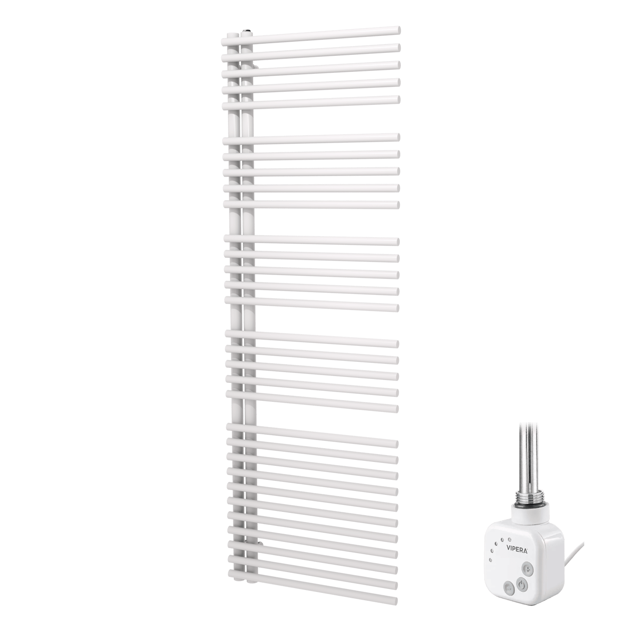 Vipera Nevada sèche-serviettes Simple 60 x 180 cm chauffage électrique blanc brillant raccordement central 800W, résistance incluse