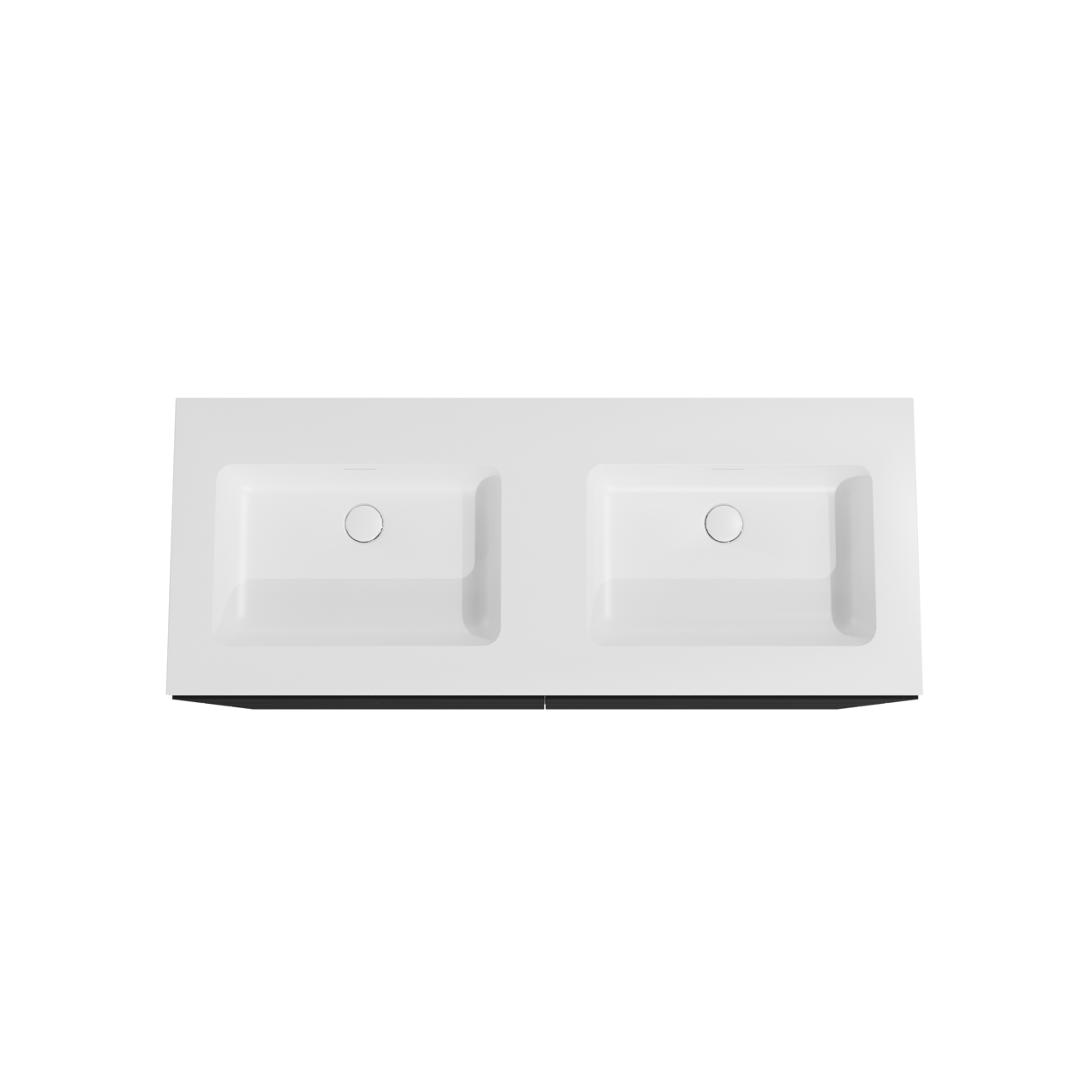 Storke Edge meuble salle de bains à poser 130 x 52 cm noir mat avec Mata double vasque en solid surface blanc mat