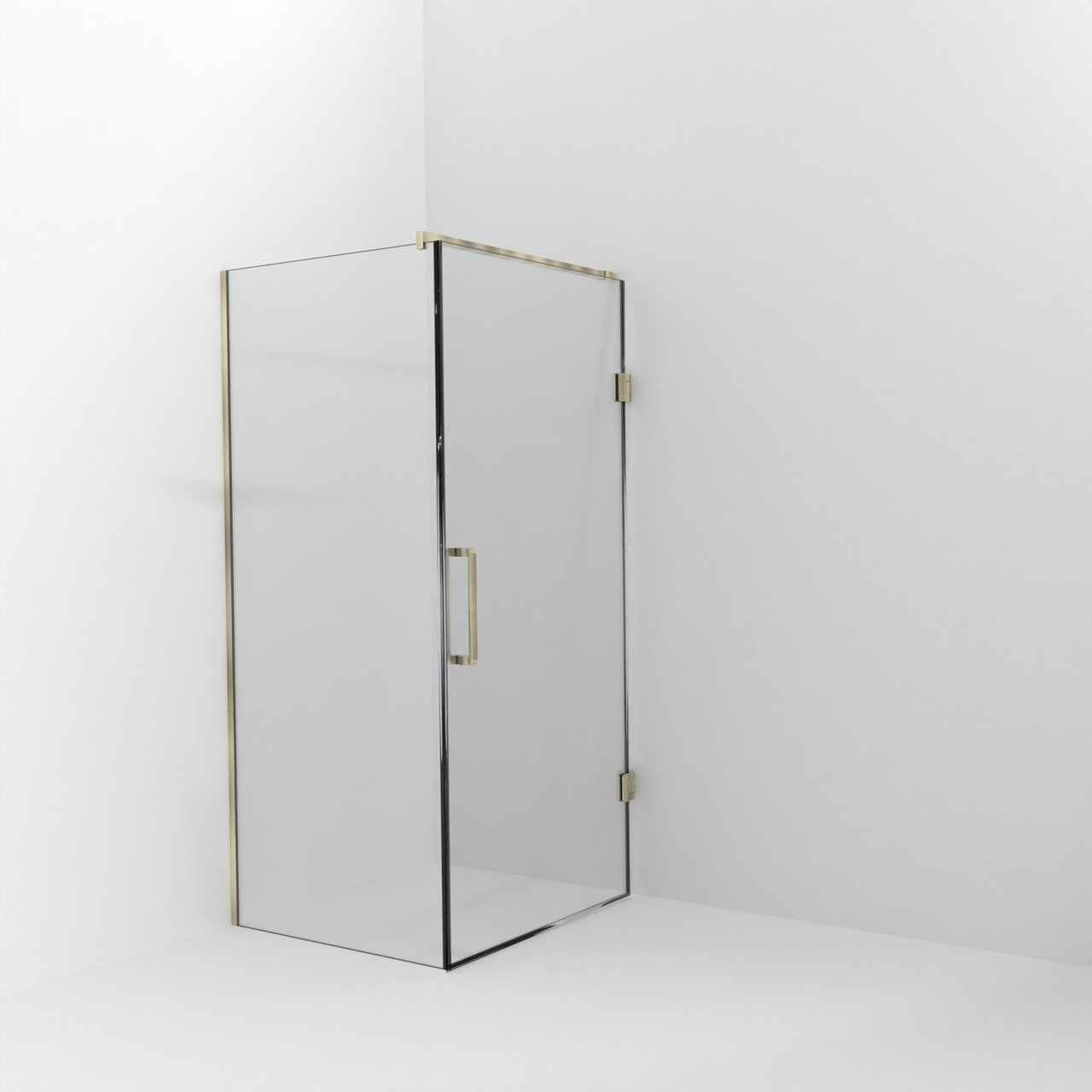 Balmani Modular Walk-In Dusche mit Tür: 90 x 200 cm mit Tür 100 cm, Klarglas inklusive Coating, Profil Brushed Champagne Gold