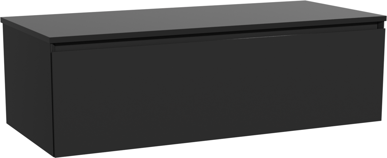 Storke Edge hängendes Möbelstück Set: 120 x 52 cm, Schwarz matt, mit Panton Einzel- oder Doppel Waschtischplatte, Pulverbeschichtetes MDF Schwarz matt