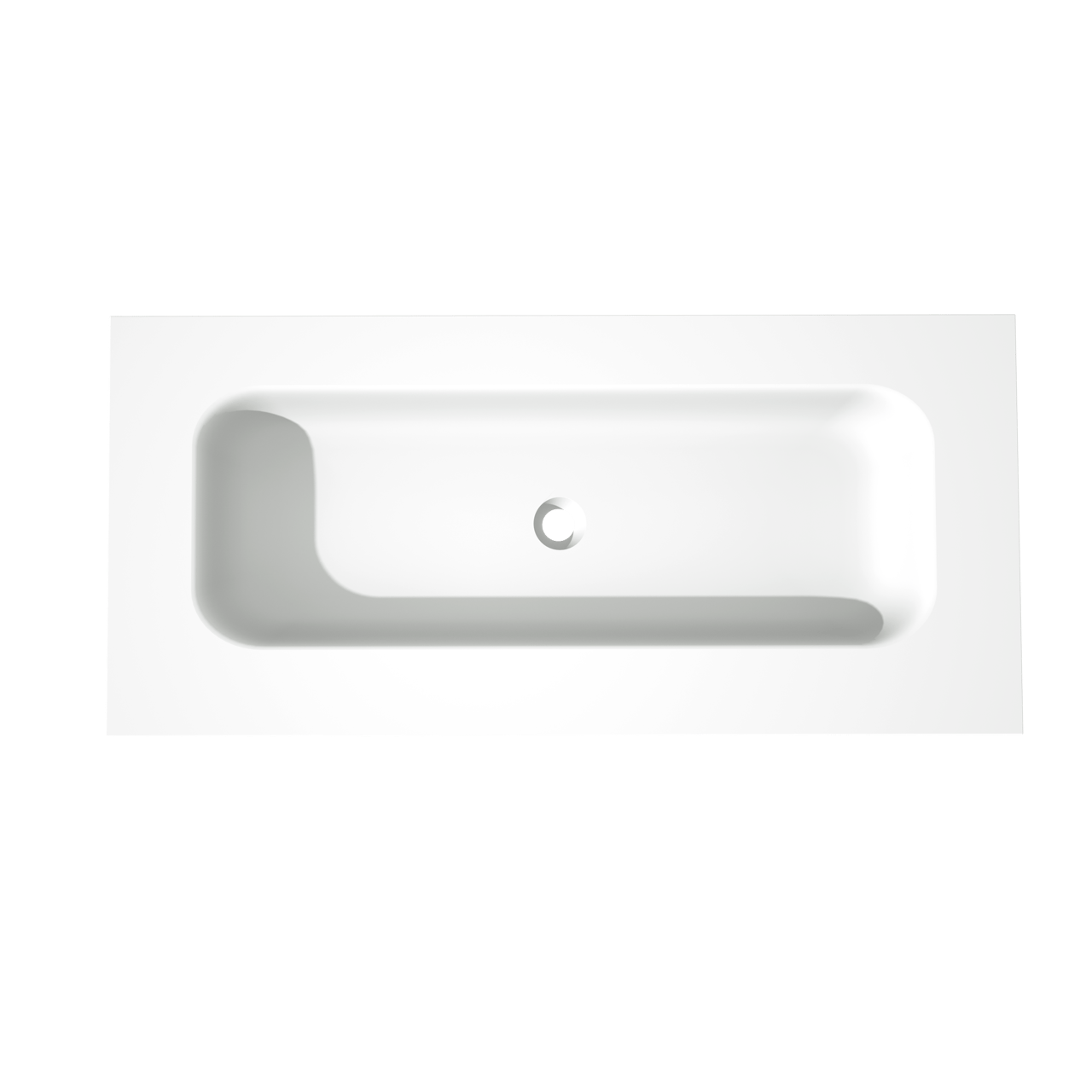 Balmani Tablo Arcato enkele wastafel voor 2 kraangaten matte Solid Surface 120 x 55 cm, exclusief crepine