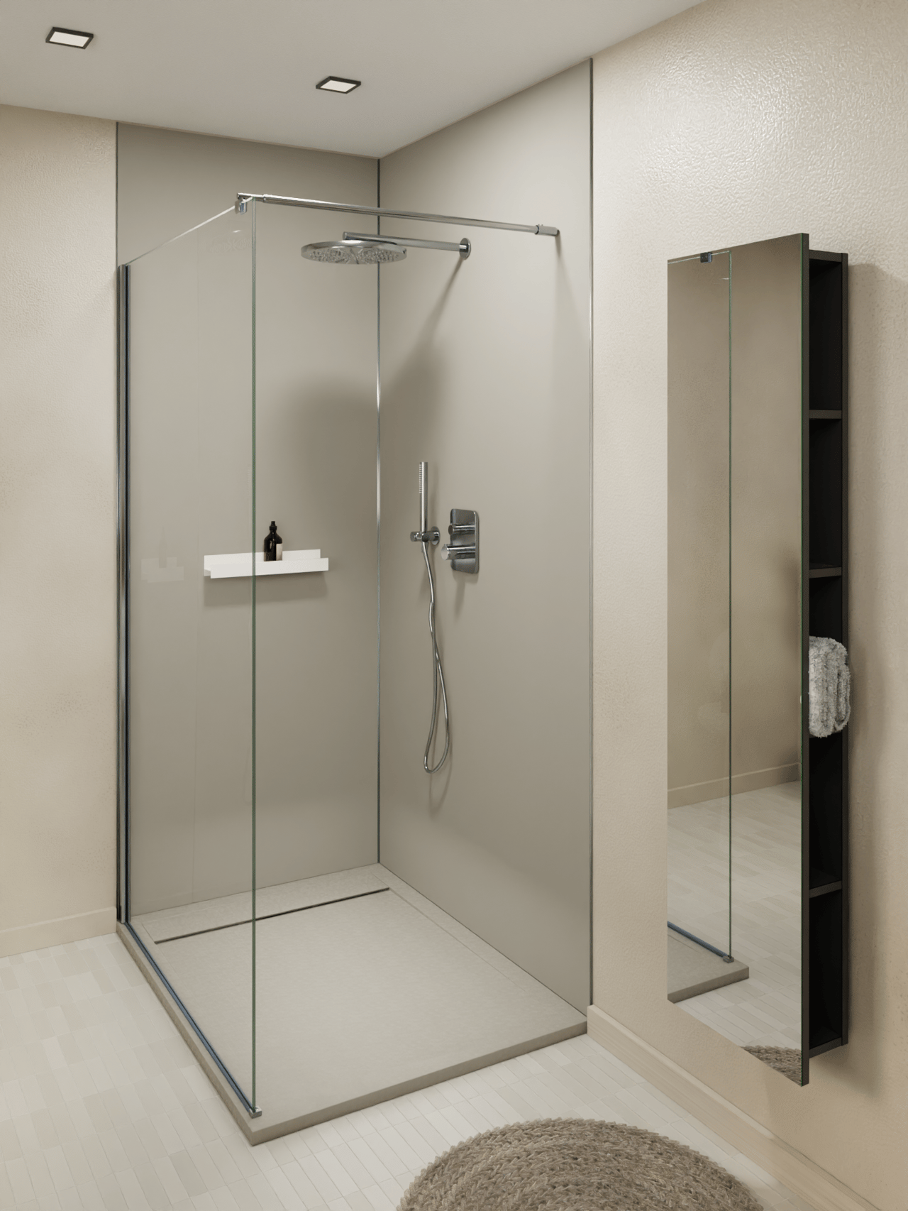 Luca Varess Dandy receveur de douche 120 x 90 cm marbre composite Soie grise mat structure rock