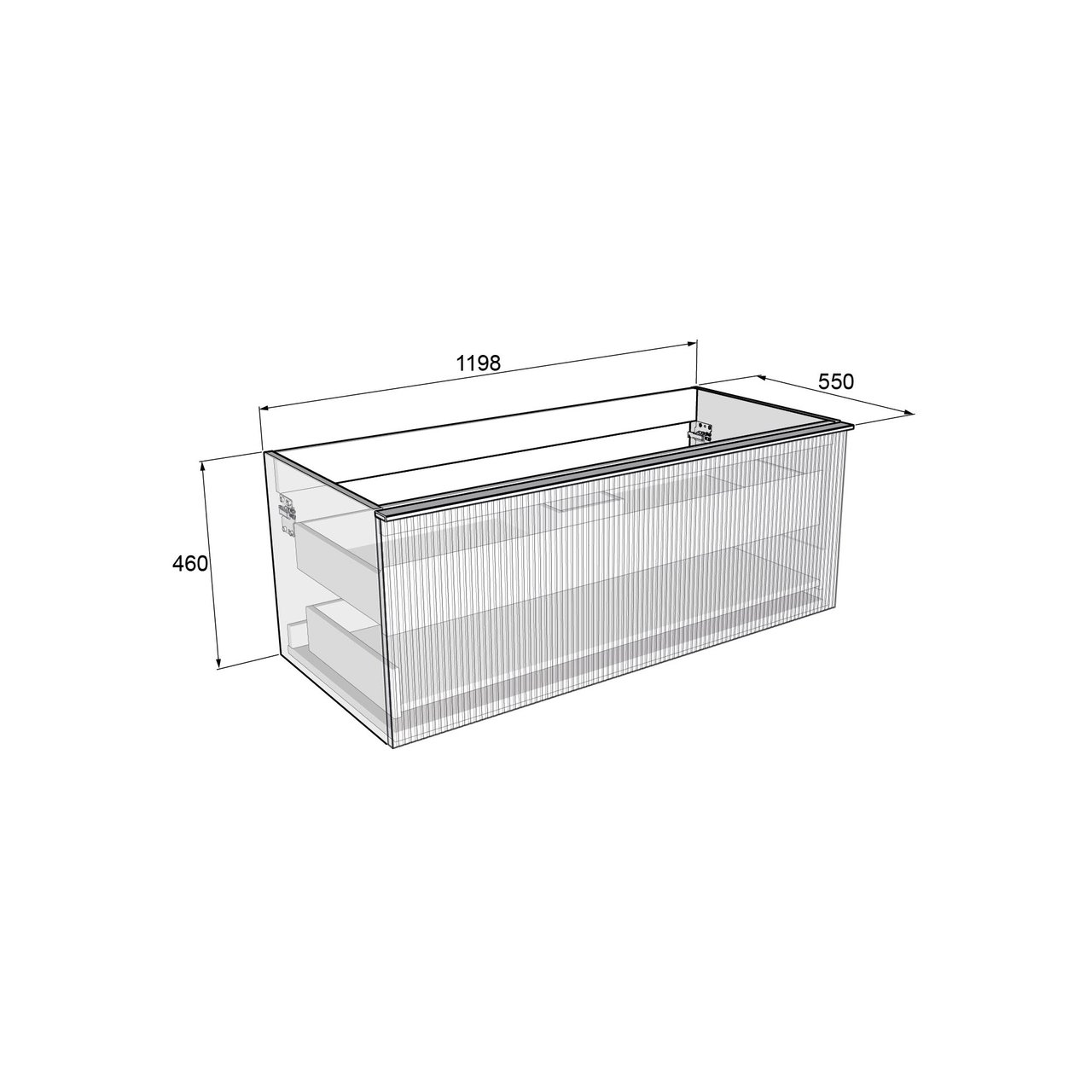 Balmani Forma zwevende wastafelonderkast 120 x 55 cm natuur eik 2 lades vert. sym. groef