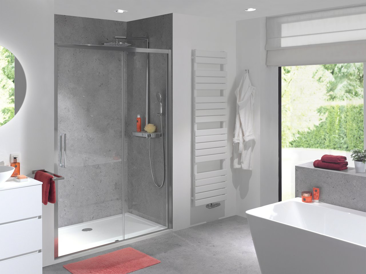 Luca Varess Senses porte coulissante 160 x 200 cm verre transparent profil chrome brillant