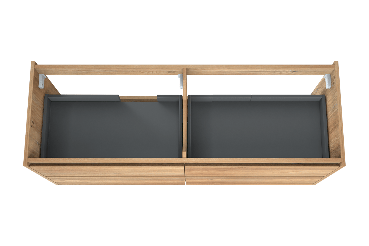Storke Seda hängender Waschbeckenunterschrank: 150 x 52 cm, Eiche rustikal, 4 Schubladen