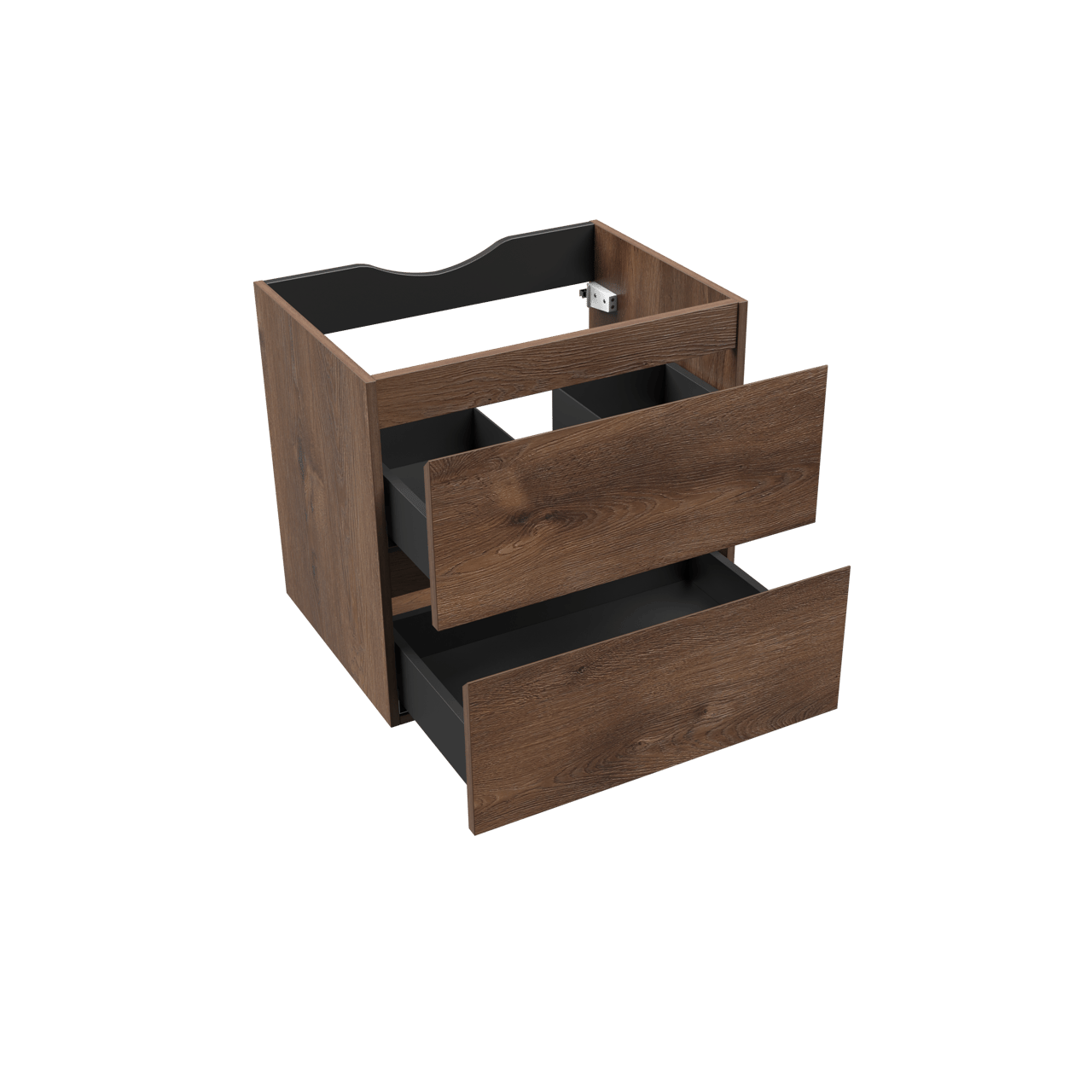 Linie Lado meuble sous-lavabo suspendu 60 x 46 cm chêne brun 2 tiroirs