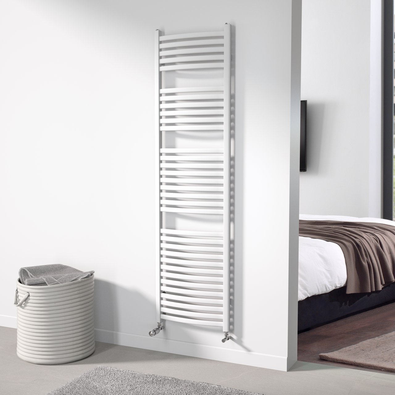 Vipera Kanza Rx sèche-serviettes simple 50 x 180 cm chauffage électrique blanc mat raccordement latéral 781W, résistance incluse