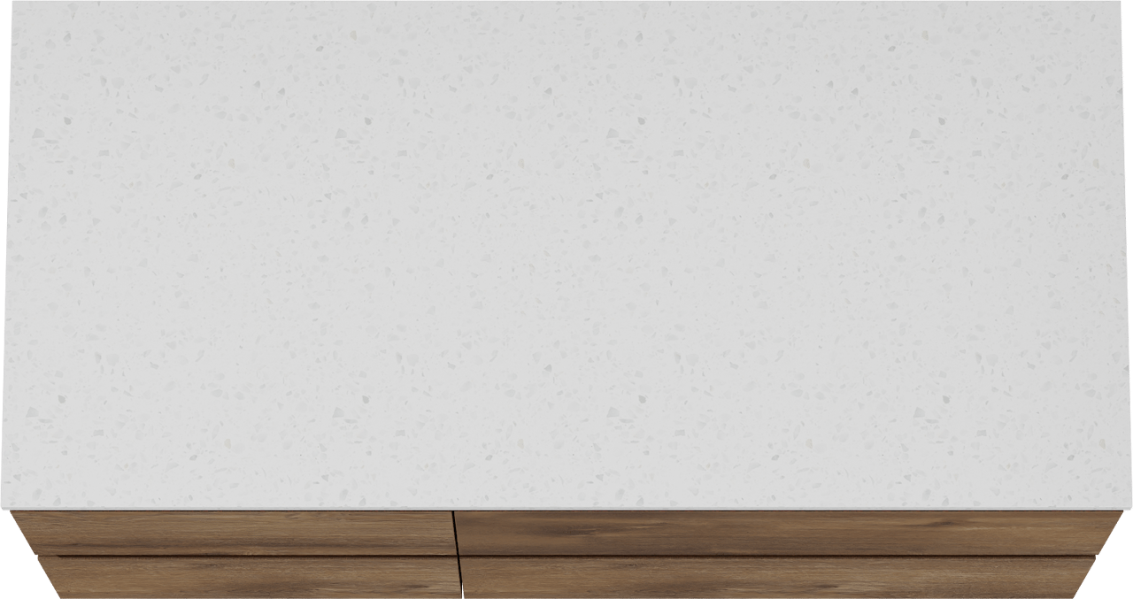 Linie Lado zwevend badkamermeubel 100 x 46 cm bruine eik met Lado enkel of dubbel tablet in melamine terrazzo wit