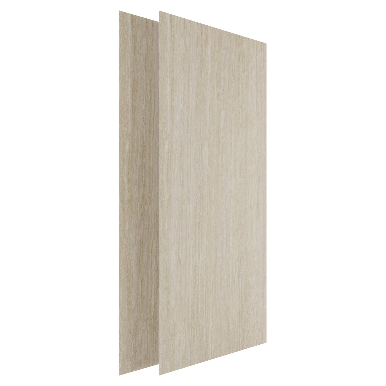 Luca Varess Groovy Duschrückwand Set 2 x 120x260 cm, SPC, Travertin