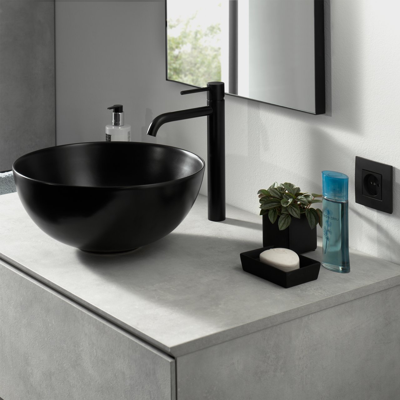 Blaufoss Round S robinet de lavabo réhaussé noir mat
