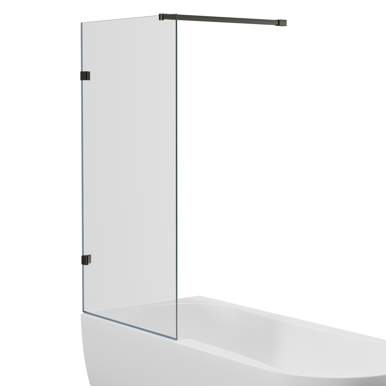 Luca Varess Solid badwand 80 cm helder glas geborsteld Gunmetal profiel