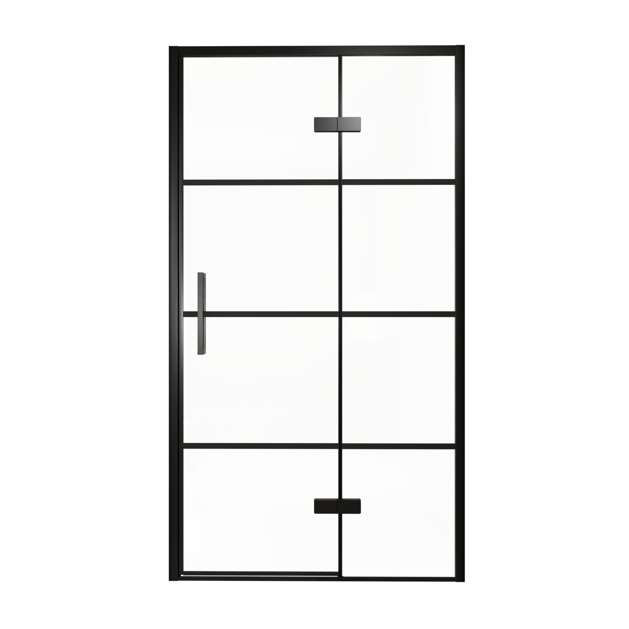 Balmani Senses Design douche draaideur rechts 120 cm x 210 cm Lined glas, Zwarte profielen