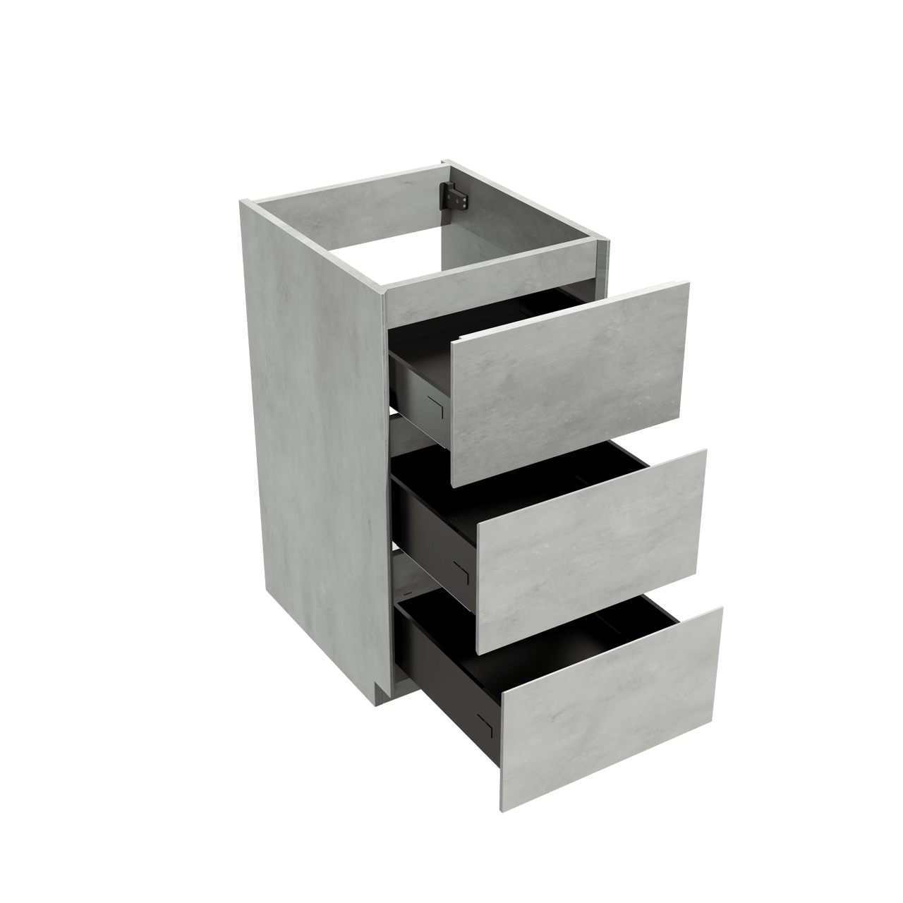 Storke Edge stehender Bad-Unterschrank, 45 x 52 cm, Beton silbergrau, 3 Schubladen