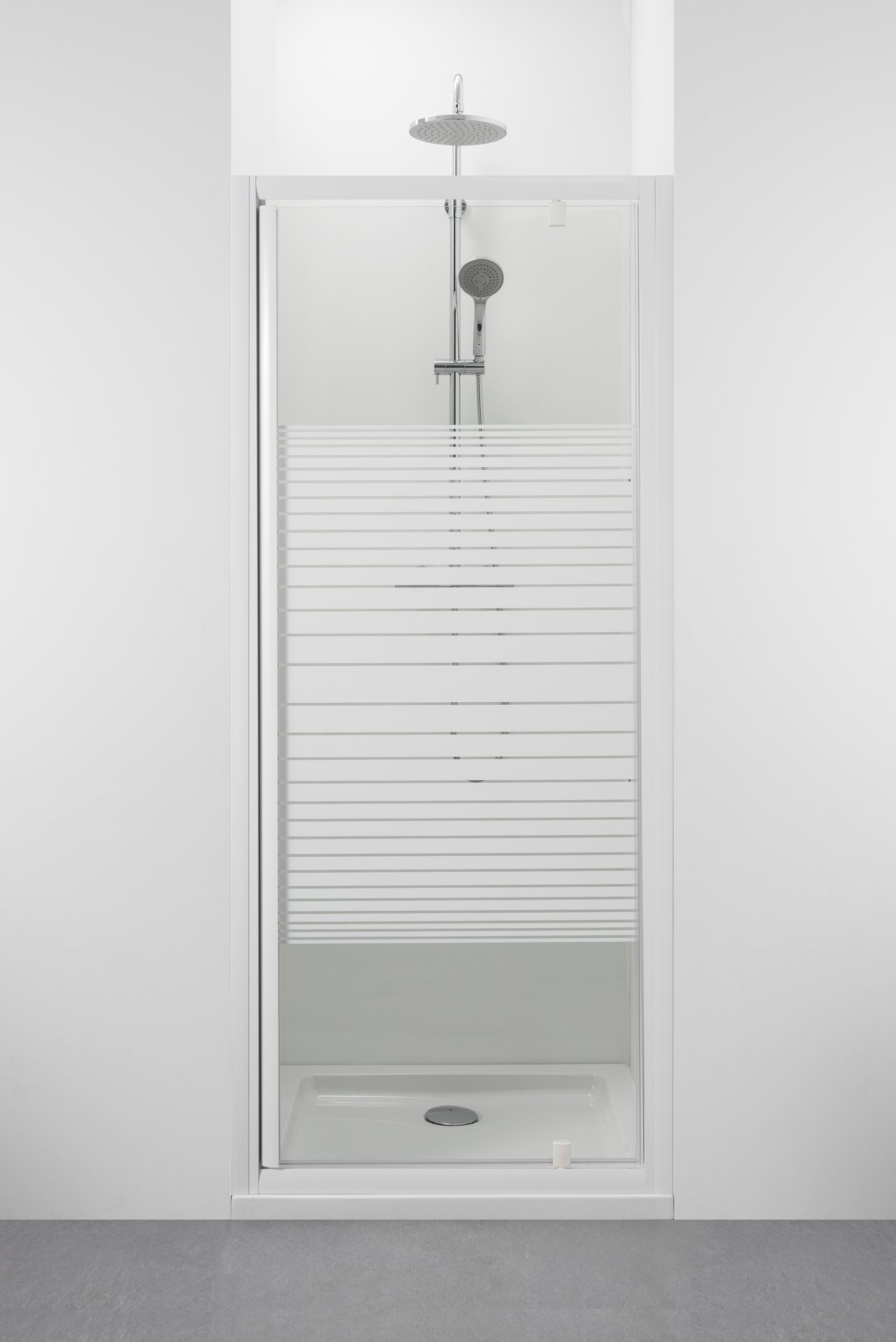 Linie Tarifa porte pivotante 90 x 185 cm verre transparent profil blanc brillant