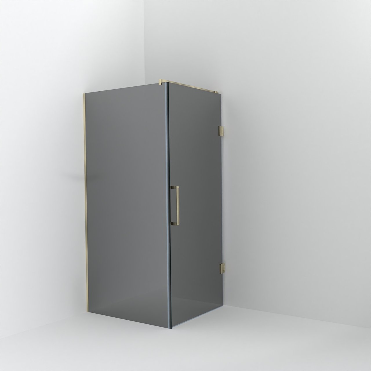 Balmani Modular douche à l'italienne avec porte: 100 x 200 cm avec porte 90 cm, Miroir Reflex avec coating, Profil Brushed Champagne Gold