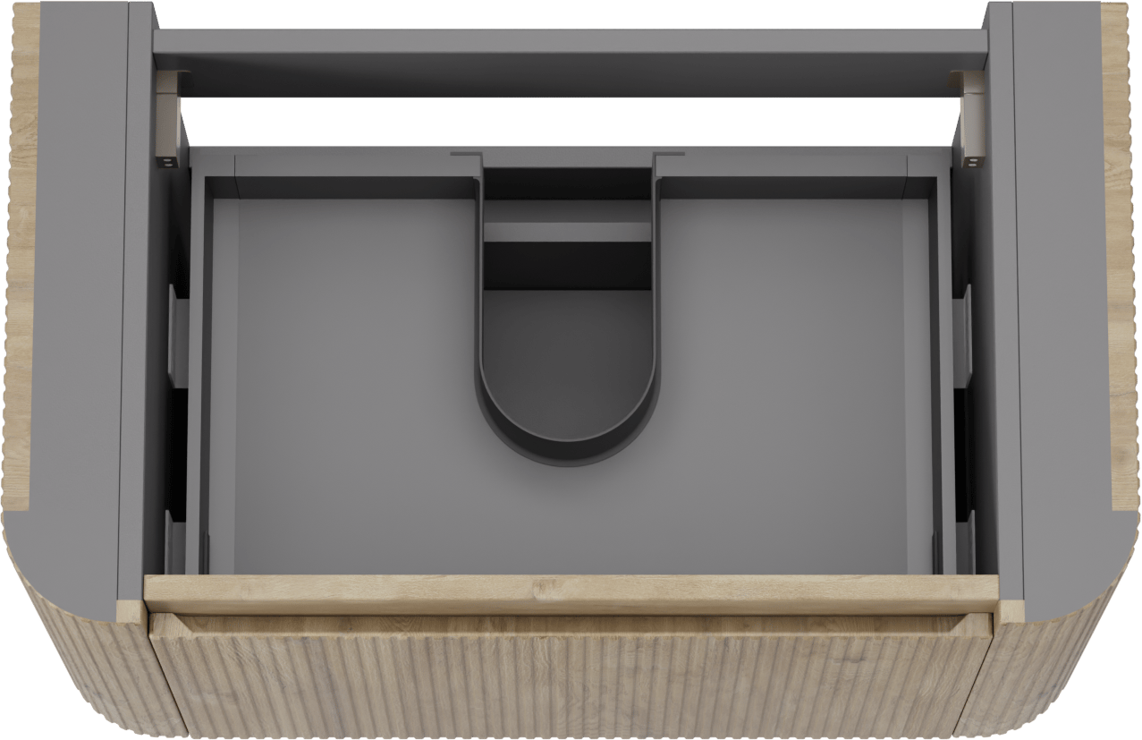 Storke Soft zwevende wastafelonderkast 80 x 46 cm Ruwe eik 2 lades vert. sym. Groef