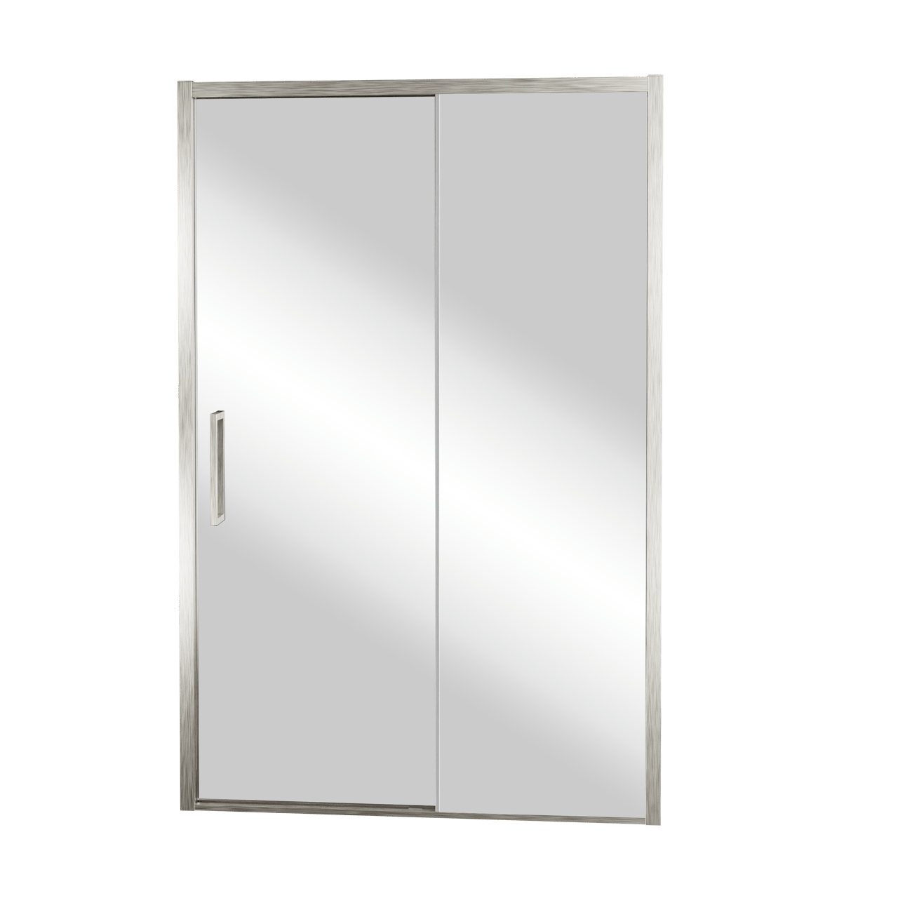 Balmani Senses Design Dusche Schiebetür, Rechts, 160 cm x 210 cm, Reflex-Spiegelglas, Profil Brushed CoolMetal