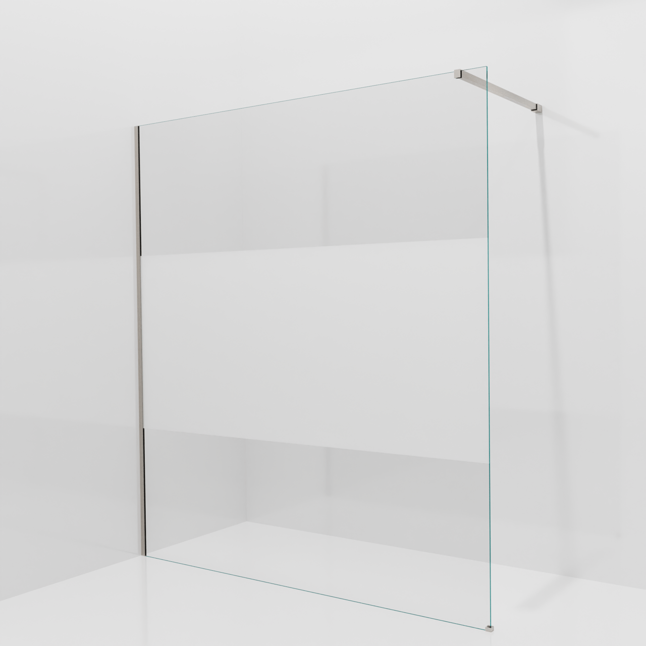 Balmani Modular douche à l'italienne: 180 x 200 cm, Verre transparent avec bande matte, avec coating, Profil Brushed CoolMetal