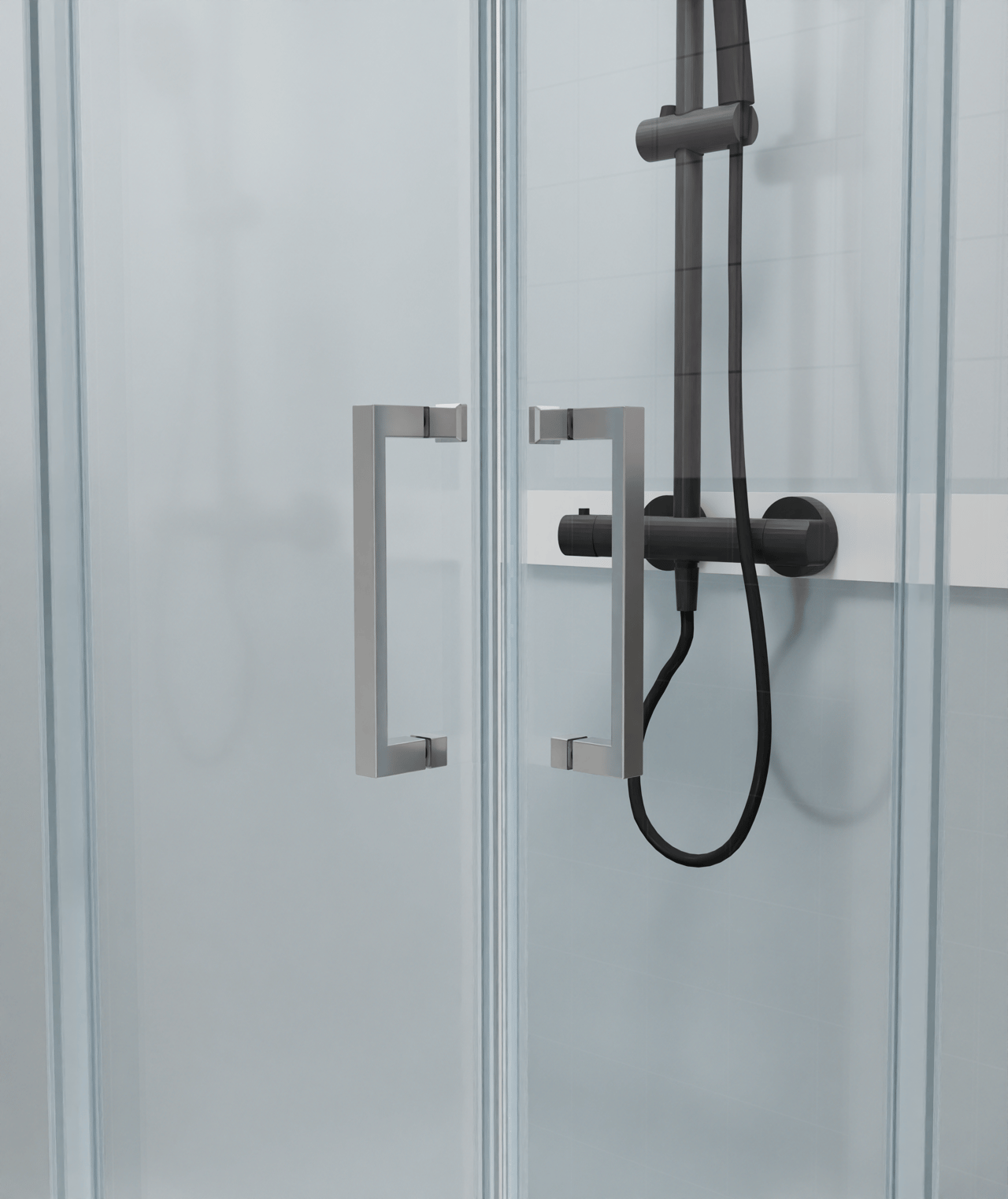 Luca Varess Talan complete douchecabine met schuifdeuren 80 x 80 cm helder glas mat chroom profiel