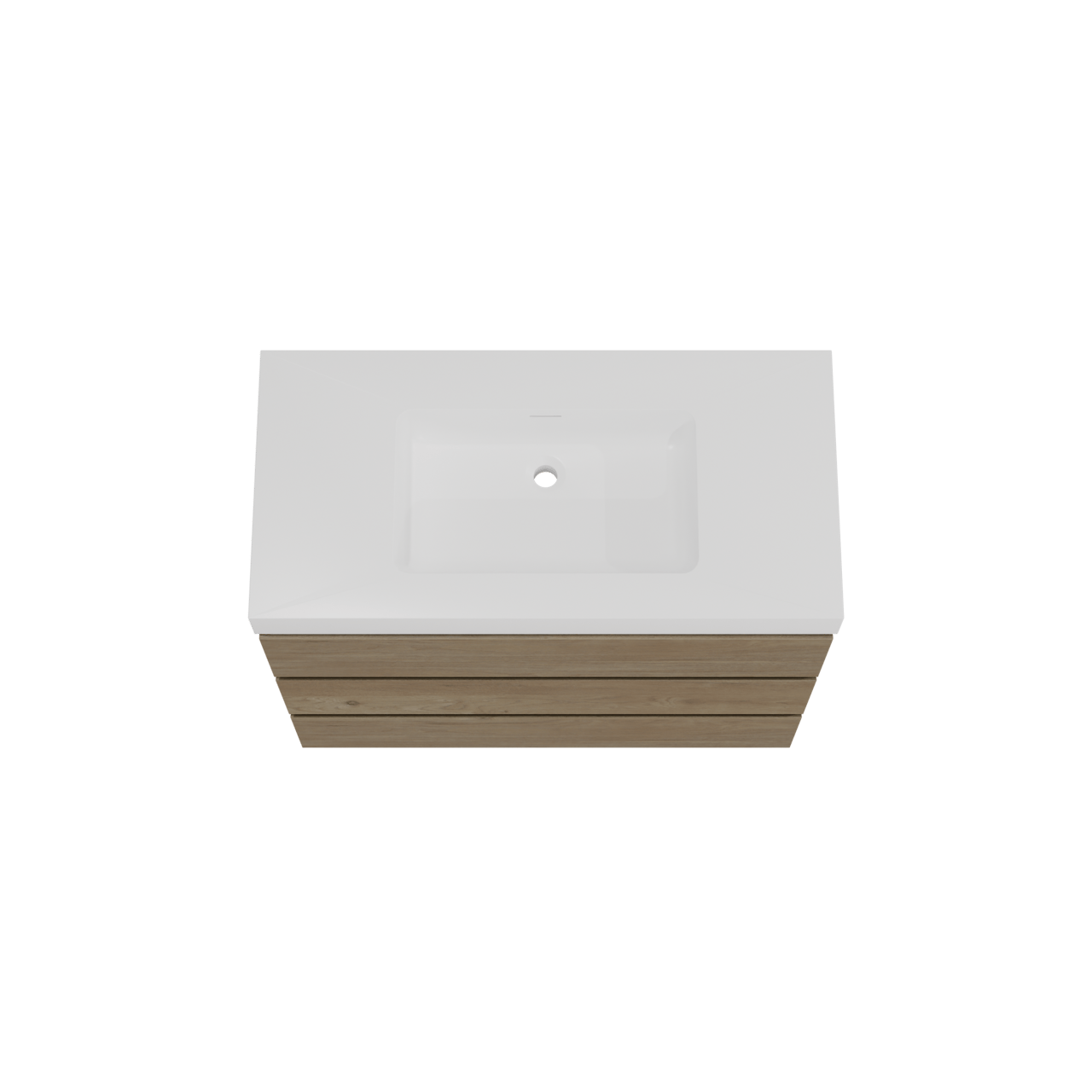 Storke Edge freistehendes Möbelstück Set: 105 x 52 cm, Rohe Eiche, mit Mata High Einzelwaschtisch, Solid Surface Weiß matt