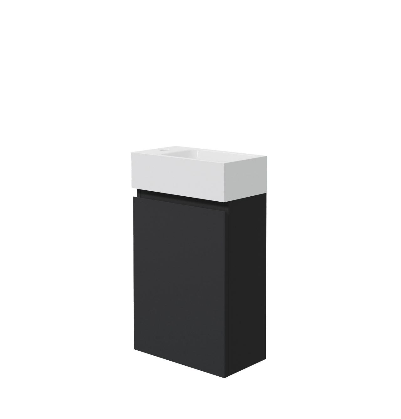 Linie Lado meuble wc suspendu 40 x 22 cm noir mat avec Vano lavabo en marbre composite brillant