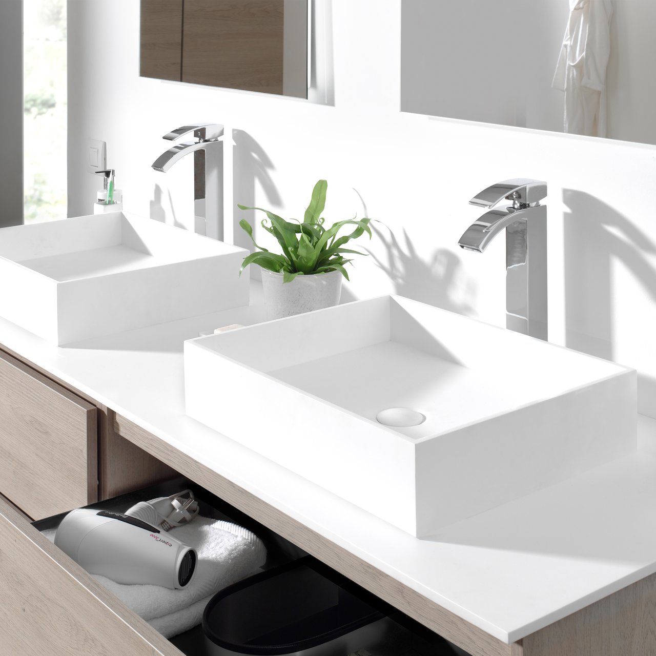 Balmani Mali waskom matte Solid Surface rechthoekig 50 x 39 cm