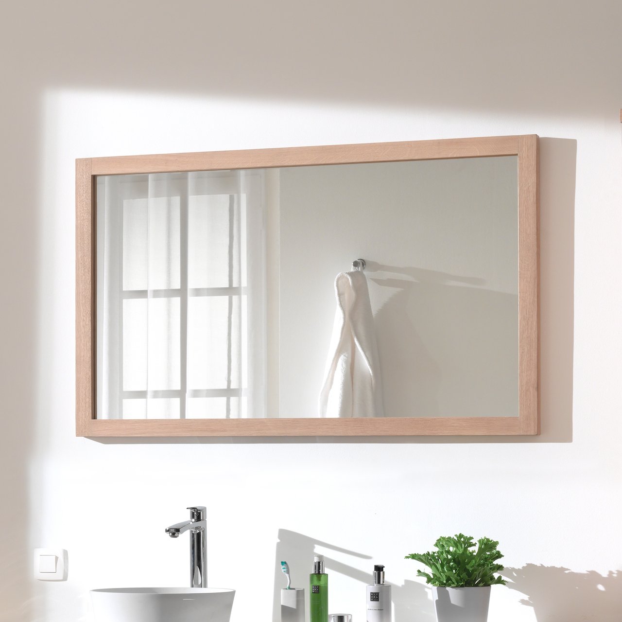 Balmani Legno rechteckiger Badezimmerspiegel, 120 x 72 cm