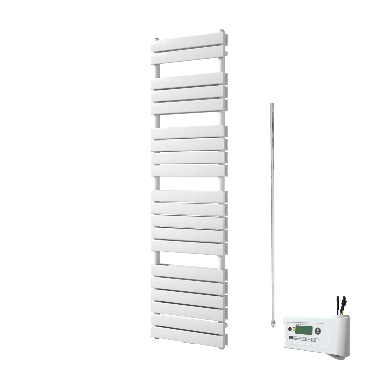 Vipera Vulcan Doppel Handtuchheizkörper 50 x 183,5 cm Elektrische Heizung weiß glänzend Seiten- und Mittelanschluss 1.250W, inkl. Widerstand