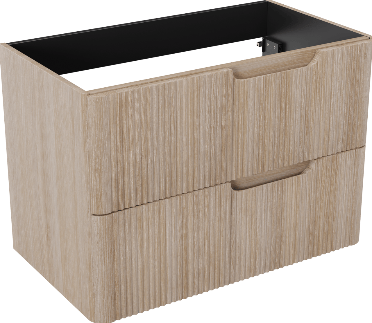 Linie Curvo zwevende wastafelonderkast 80 x 46 cm licht eiken 2 lades vert. sym. Groef
