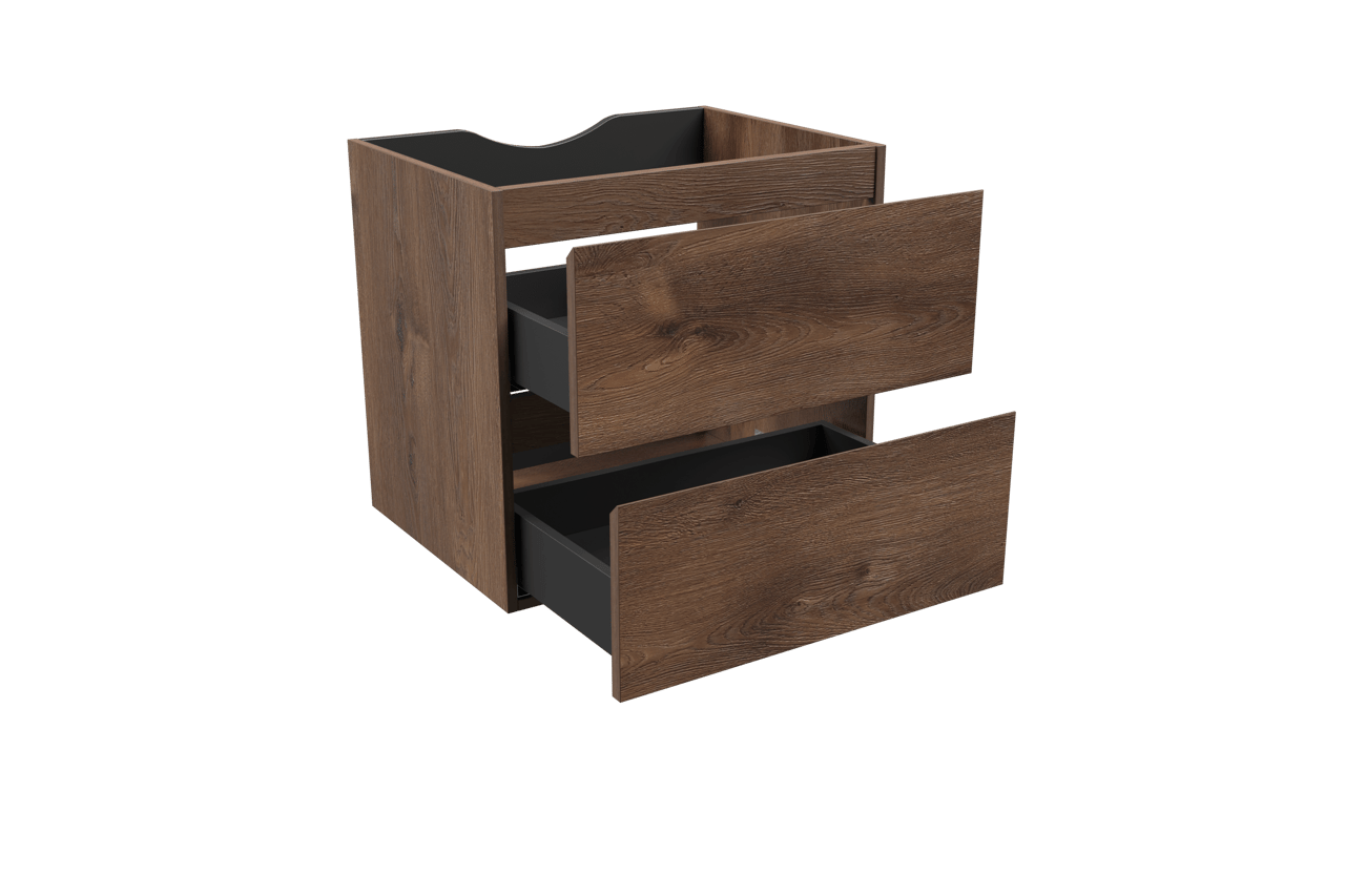 Linie Lado meuble sous-lavabo suspendu 60 x 46 cm chêne brun 2 tiroirs