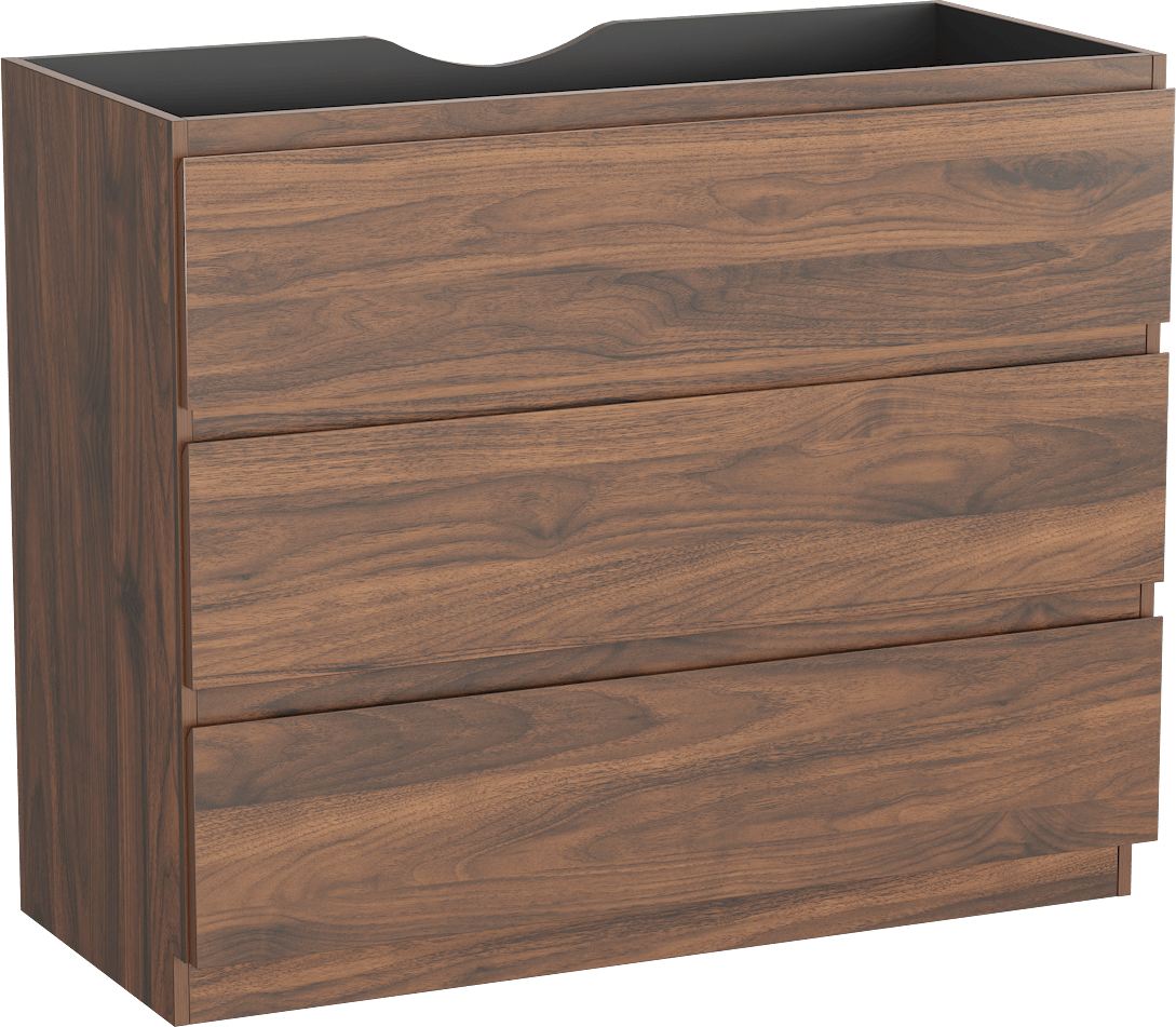 Linie Lado staande wastafelonderkast 100 x 46 cm notelaar 3 lades