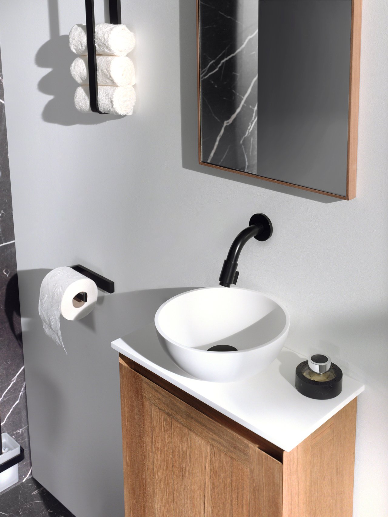 Balmani Facetta Waschtischplatte: Solid Surface, Weiß Matt 42 x 21 cm