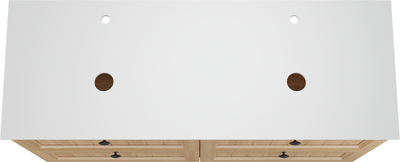 Balmani Lemon meuble salle de bains à poser 150 x 55 cm, placage chêne naturel avec Facetta tablette double en blanc mat