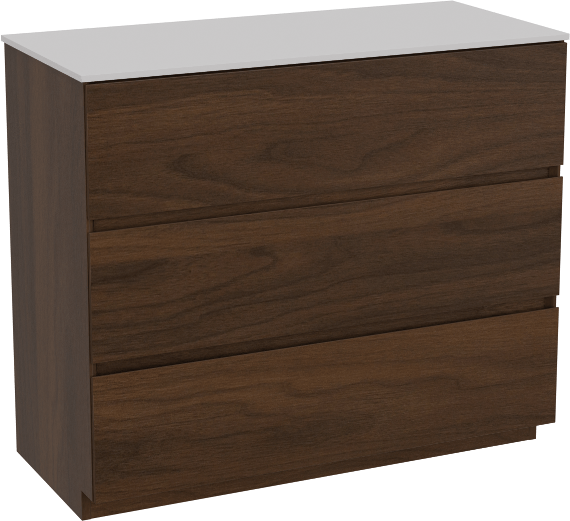 Storke Edge staand badkamermeubel 100 x 46 cm notelaar met Tavola enkel tablet in solid surface mat wit
