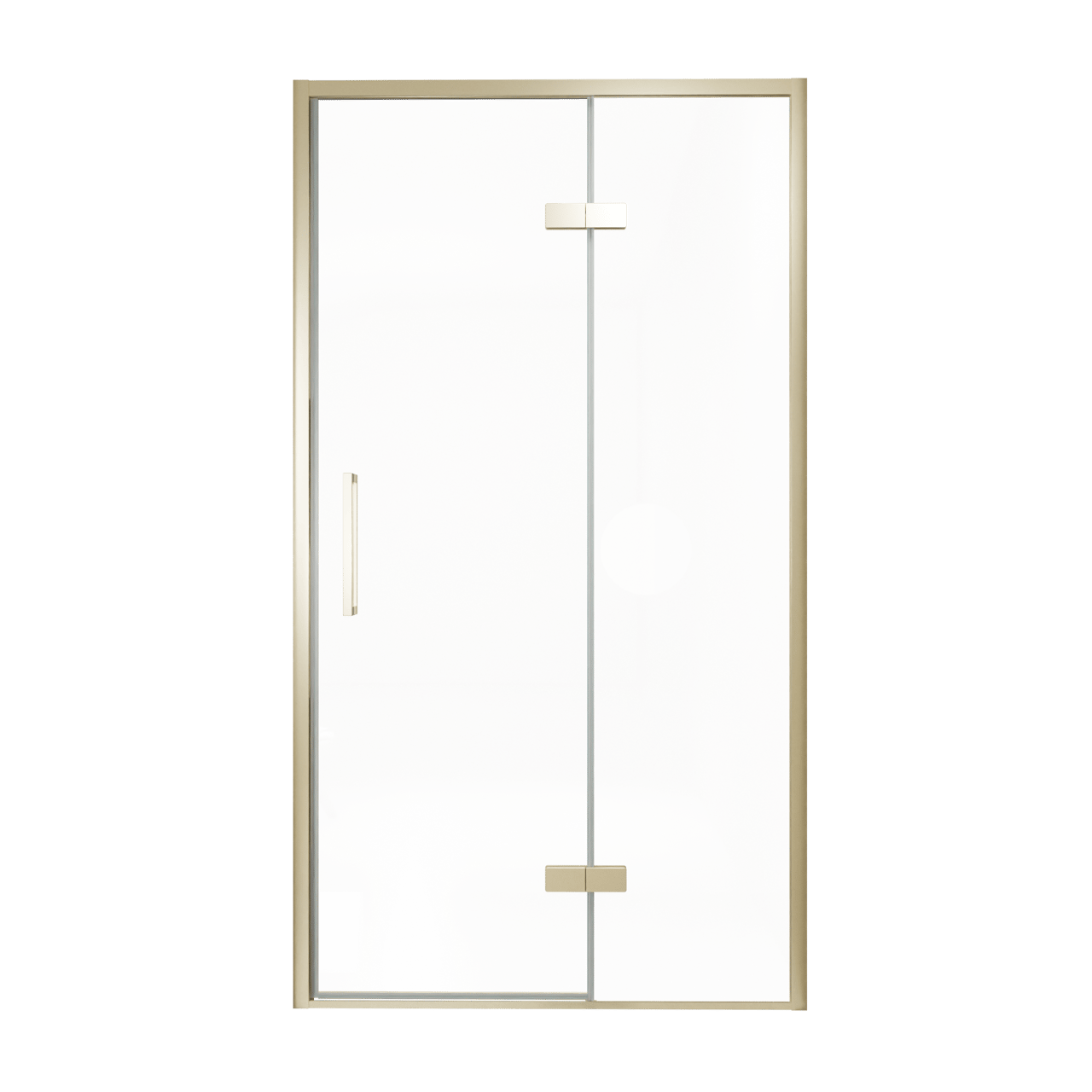 Balmani Senses Design Dusche Drehtür, Rechts, 120 cm x 210 cm, Klarglas, Profil Brushed Champagner Gold