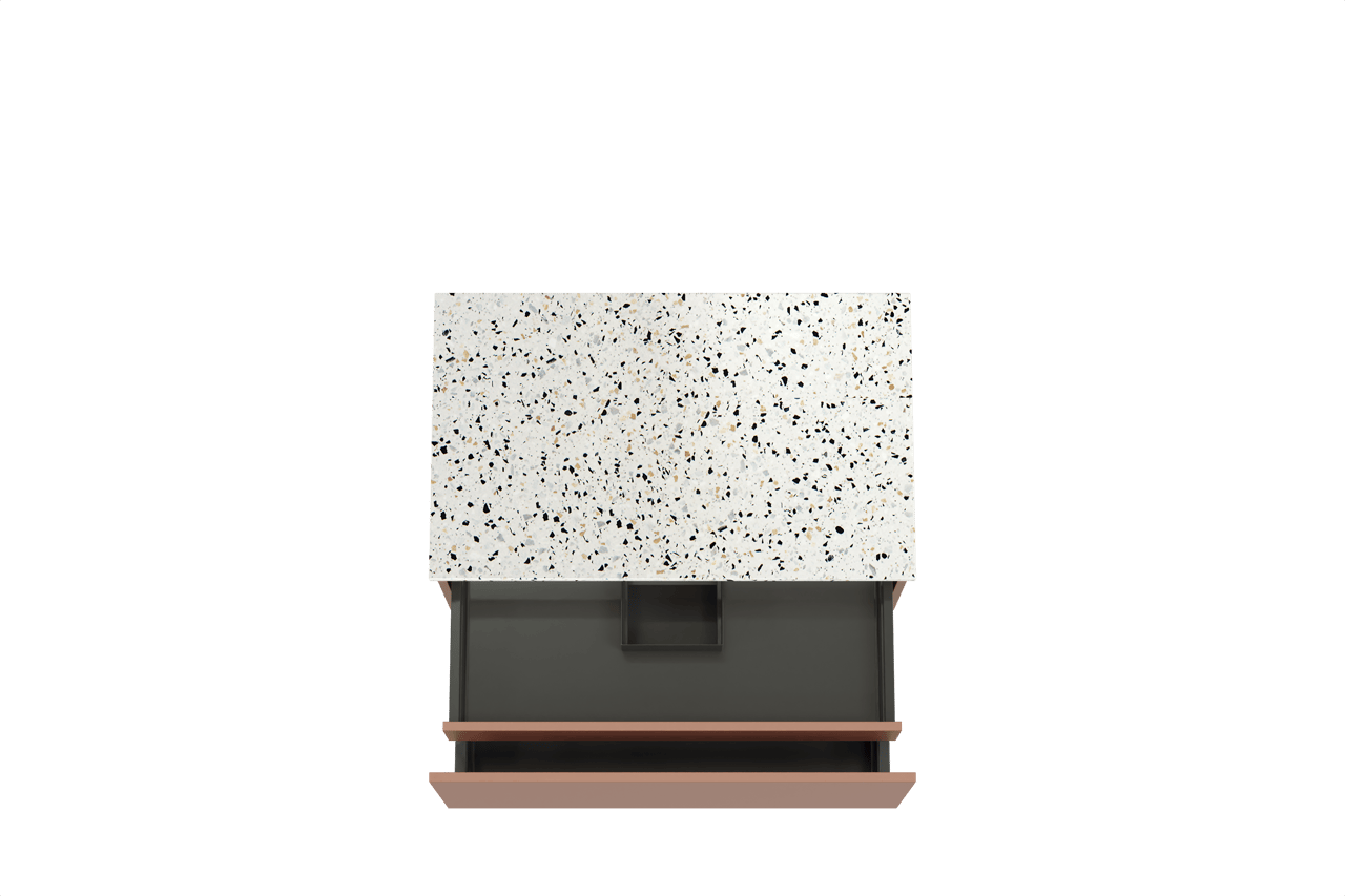 Balmani Sfera by Lucida zwevend badkamermeubel 90 x 55 cm cotto met Stretto enkel tablet in mat wit/zwart terrazzo
