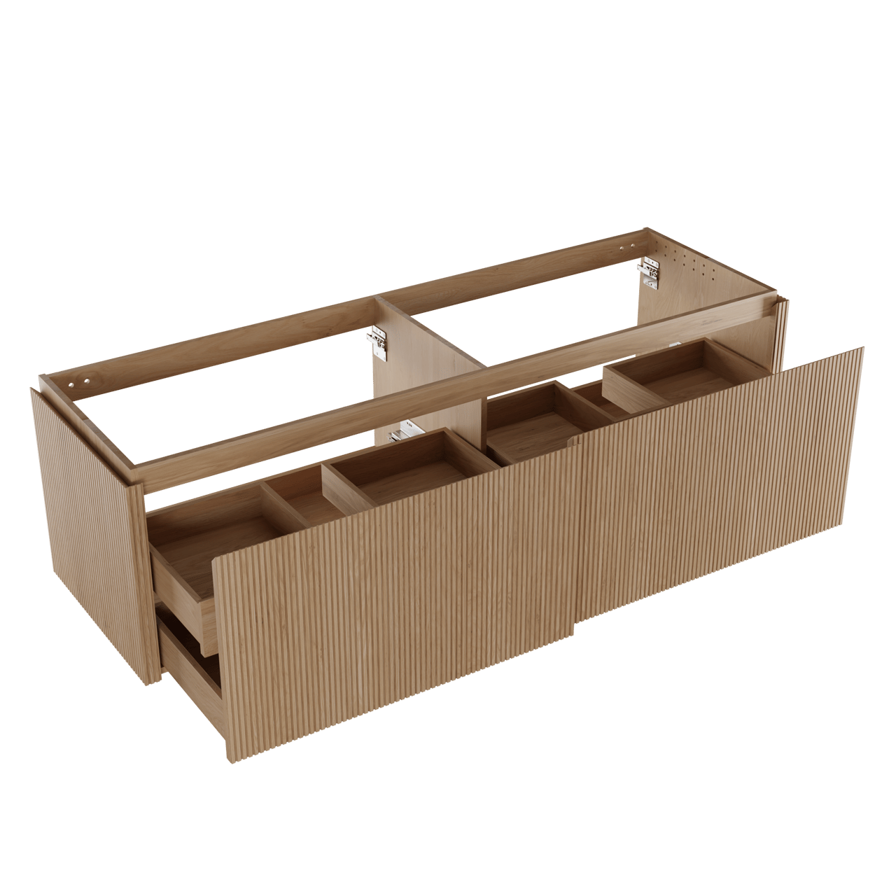Balmani Eclips meuble sous-vasque suspendu 180 x 55 cm Chêne naturelle 4 tiroirs Nervure sym. vert.