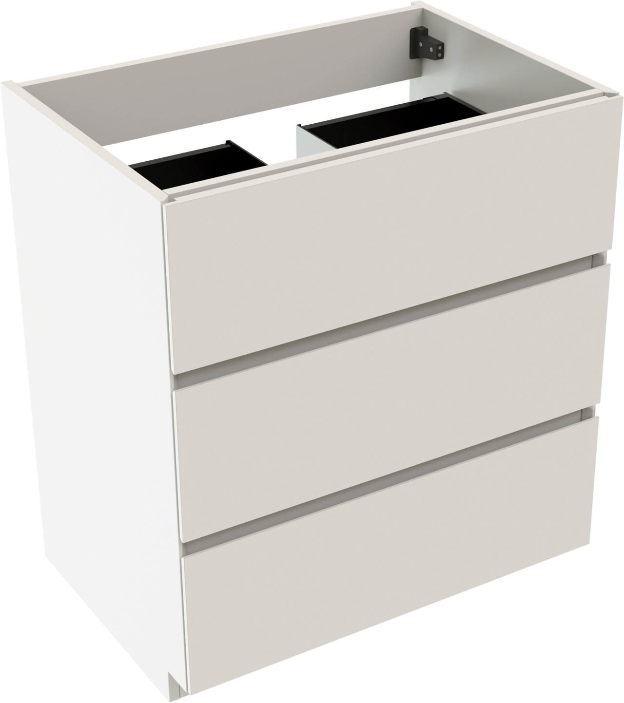 Storke Edge stehender Waschbeckenunterschrank: 75 x 52 cm, Weiß matt, 3 Schubladen