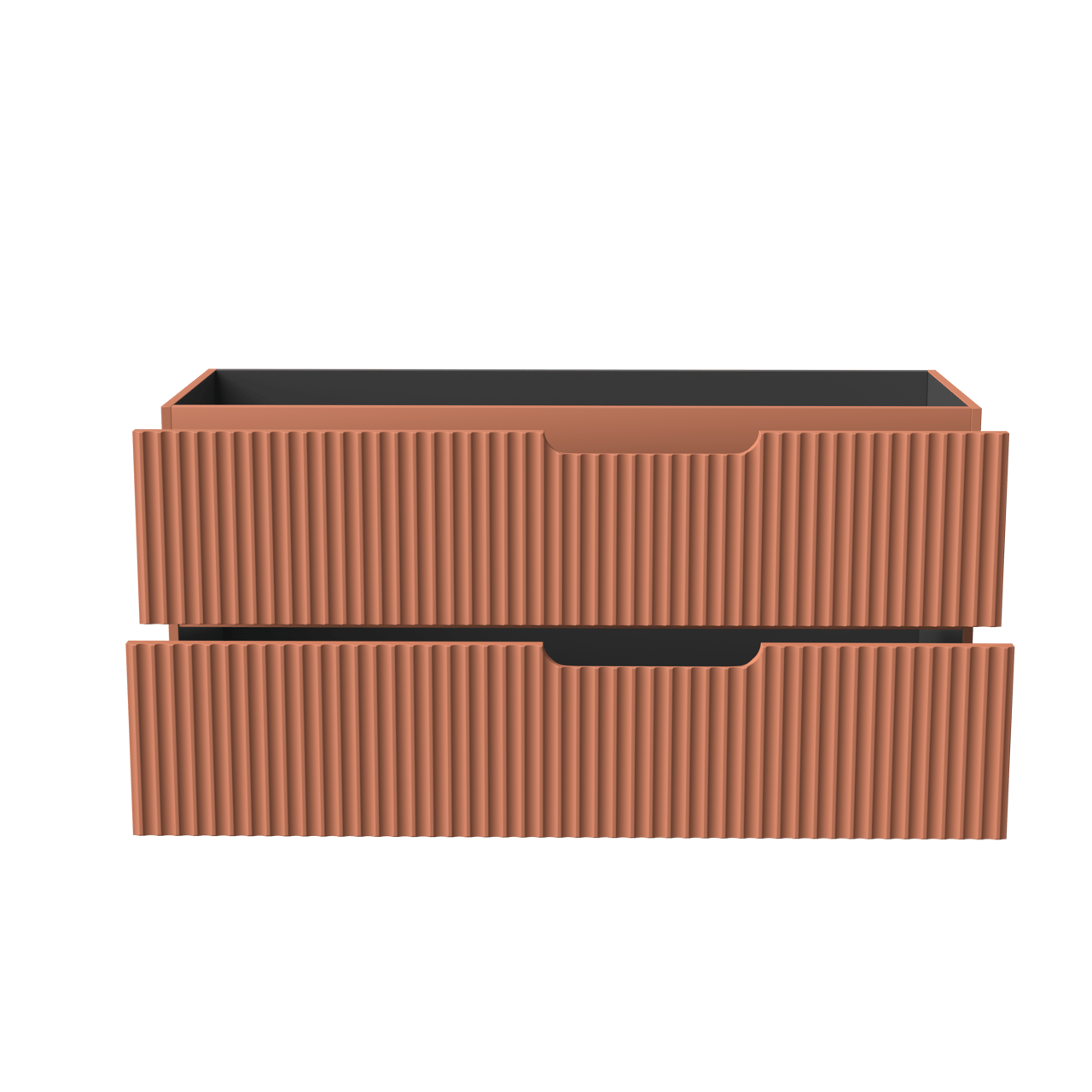 Linie Ribbo hängender Waschbeckenunterschrank: 120 x 46 cm, Cotto, 2 Schubladen