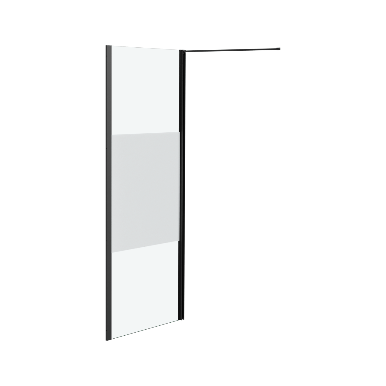 Luca Varess Kuresa zijpaneel 90 cm helder glas met matte strook mat zwarte profiel