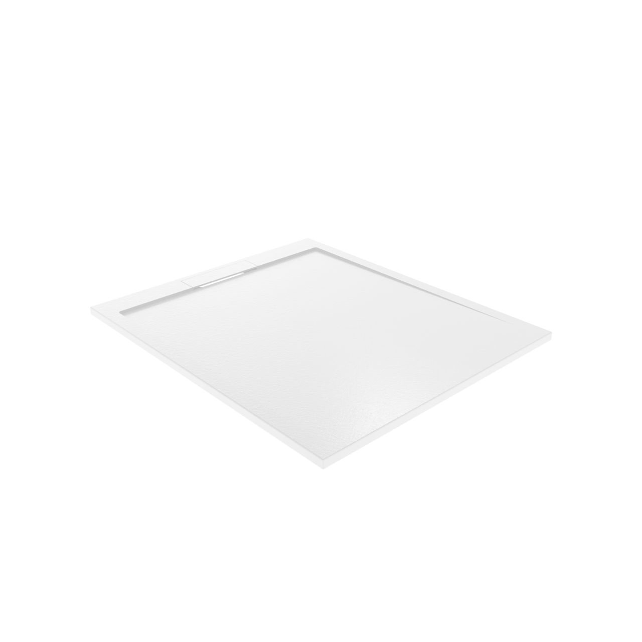 Balmani Indus Duschwanne: 120 x 100 cm, Marmorkomposit, Weiße Schieferstruktur, matt