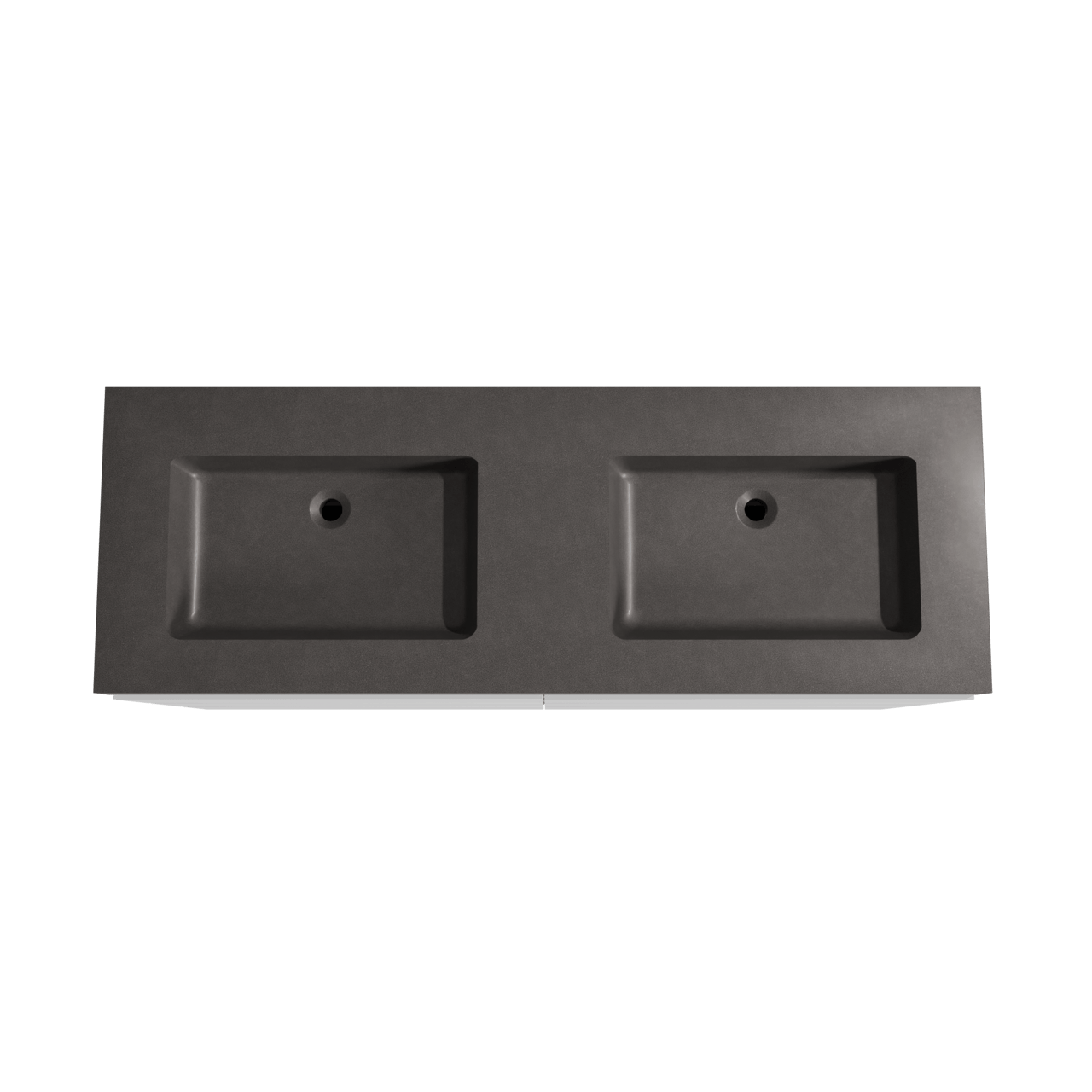 Storke Edge staand badkamermeubel 150 x 52 cm mat wit met Scuro High dubbele wastafel in kwarts mat zwart