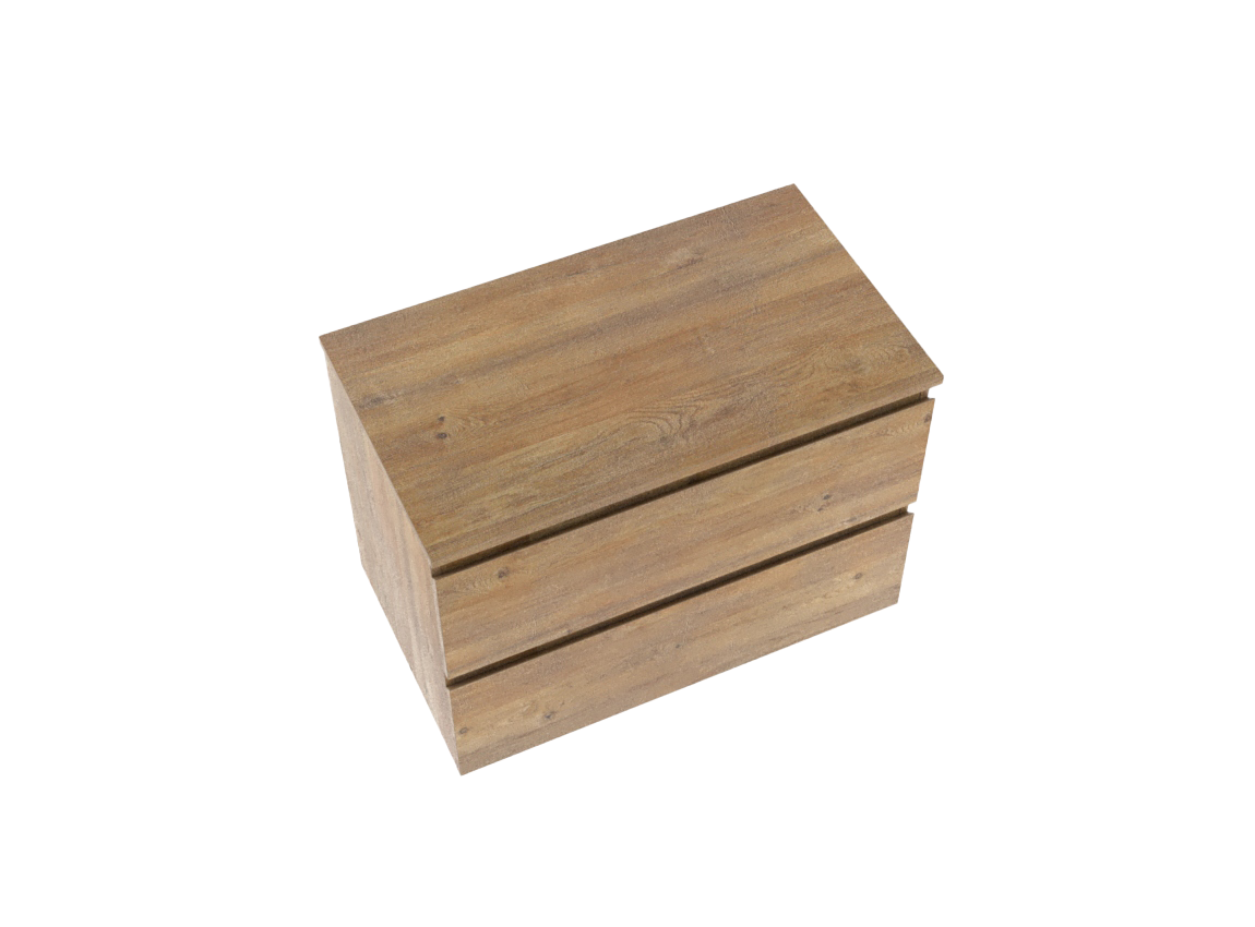 Linie Lado zwevend badmeubel 80 x 46 cm naturel eiken met Lado enkel wastafelblad in natuur eiken melamine
