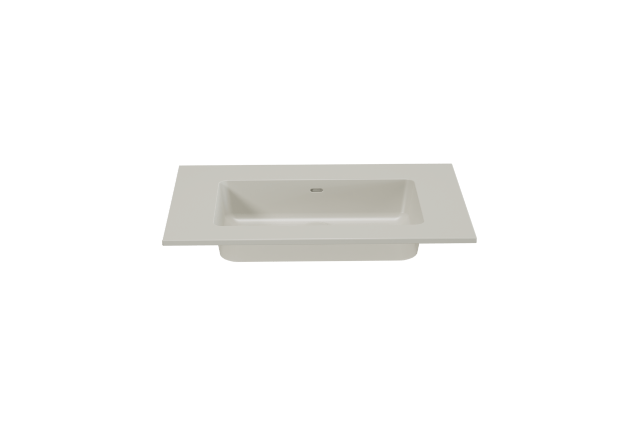Storke Diva enkele wastafel mat zijdegrijze top solid 75 x 52 cm